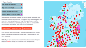 A map of Ireland showing the location of people who shared their eviction stories